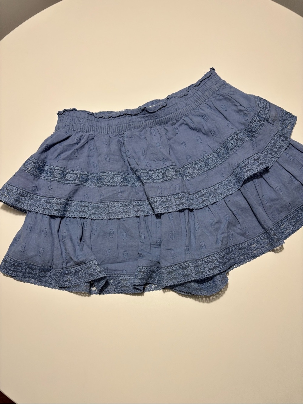 Altar’d State Blue Periwinkle Cotton Lace Trim Skirt / Shorts